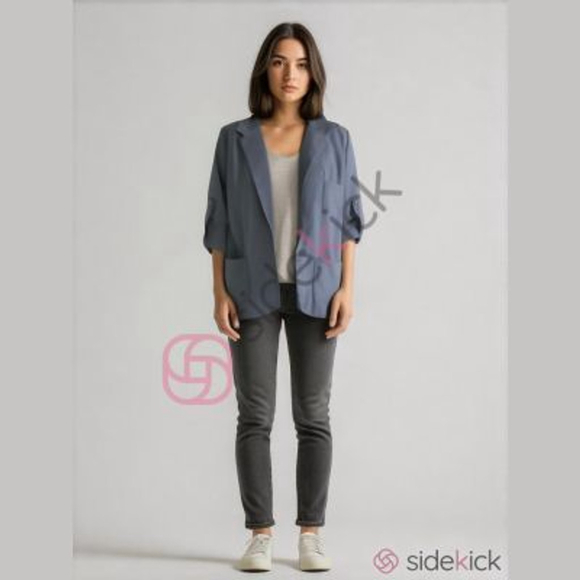 Energie Women's L Gray Jacket with 3/4 Roll-Up Sleeves - Picture 1 of 11